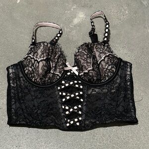 Black and Pink Lace bustier Corset